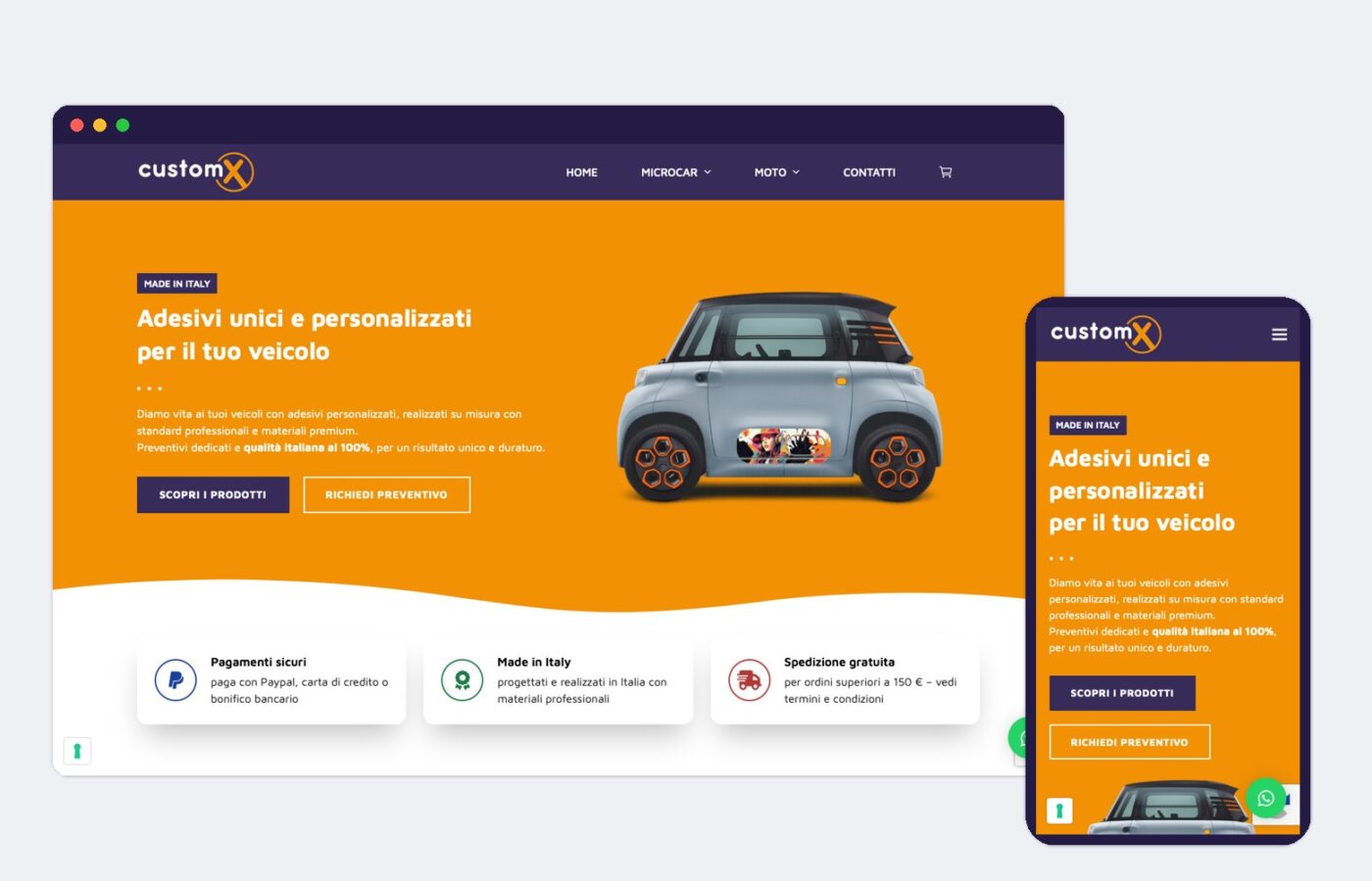 E-commerce di adesivi personalizzati