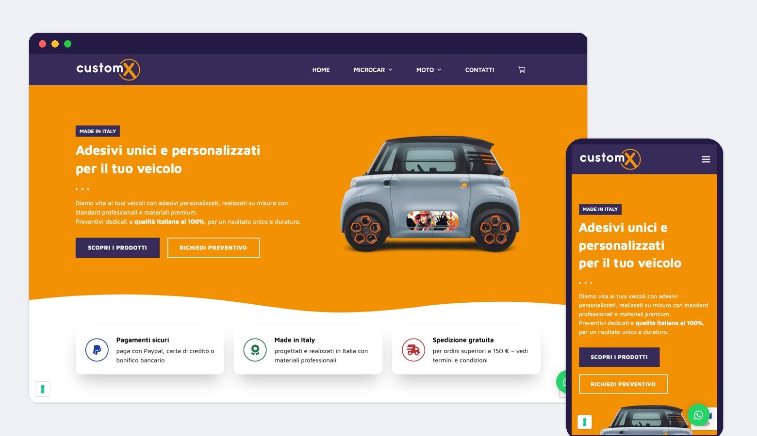 E-commerce di adesivi personalizzati