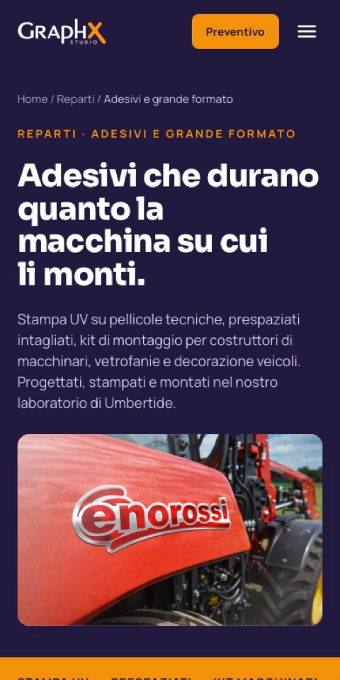 La versione mobile di un sito Graphx