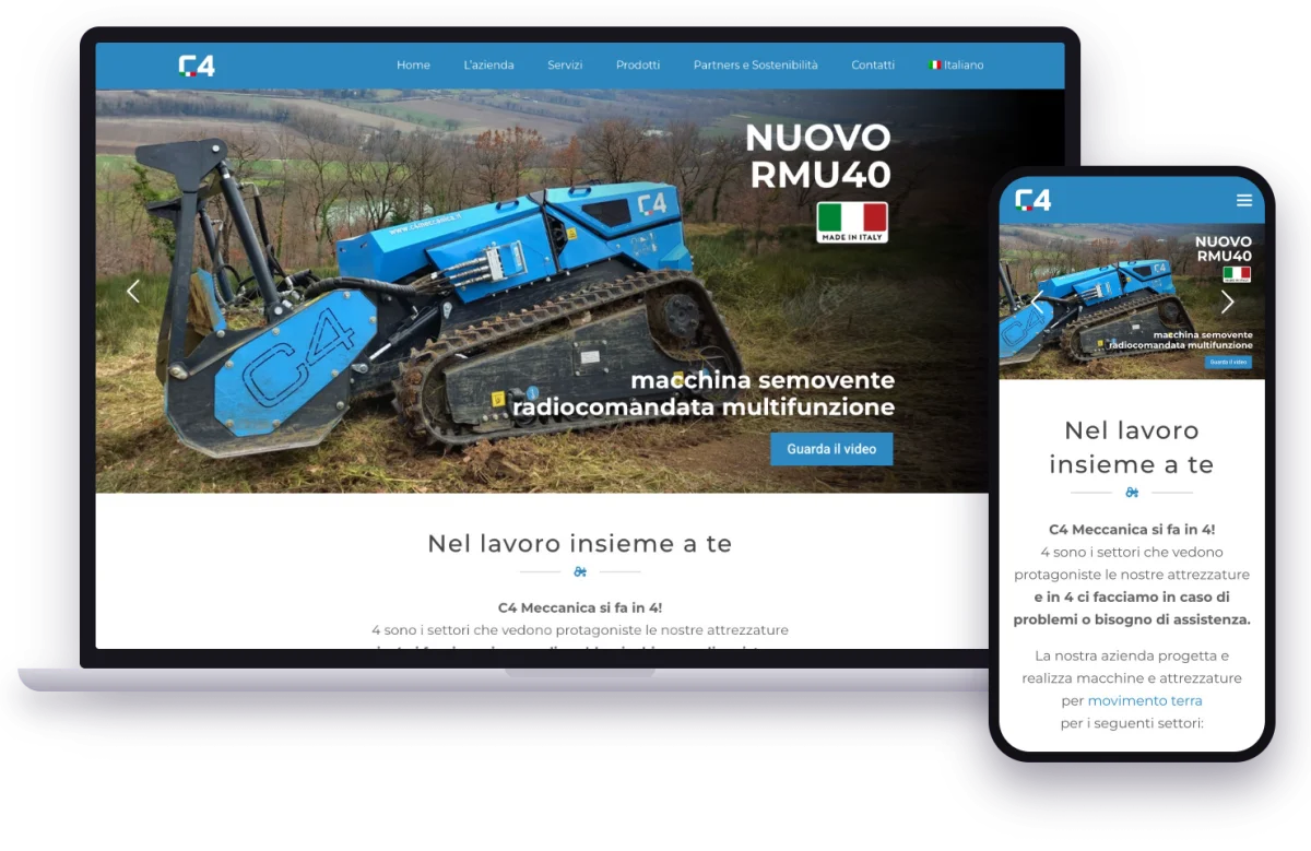 The C4 Meccanica website, built by Graphx, on laptop and phone