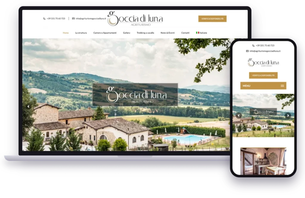 Un sito realizzato da Graphx, su portatile e telefono