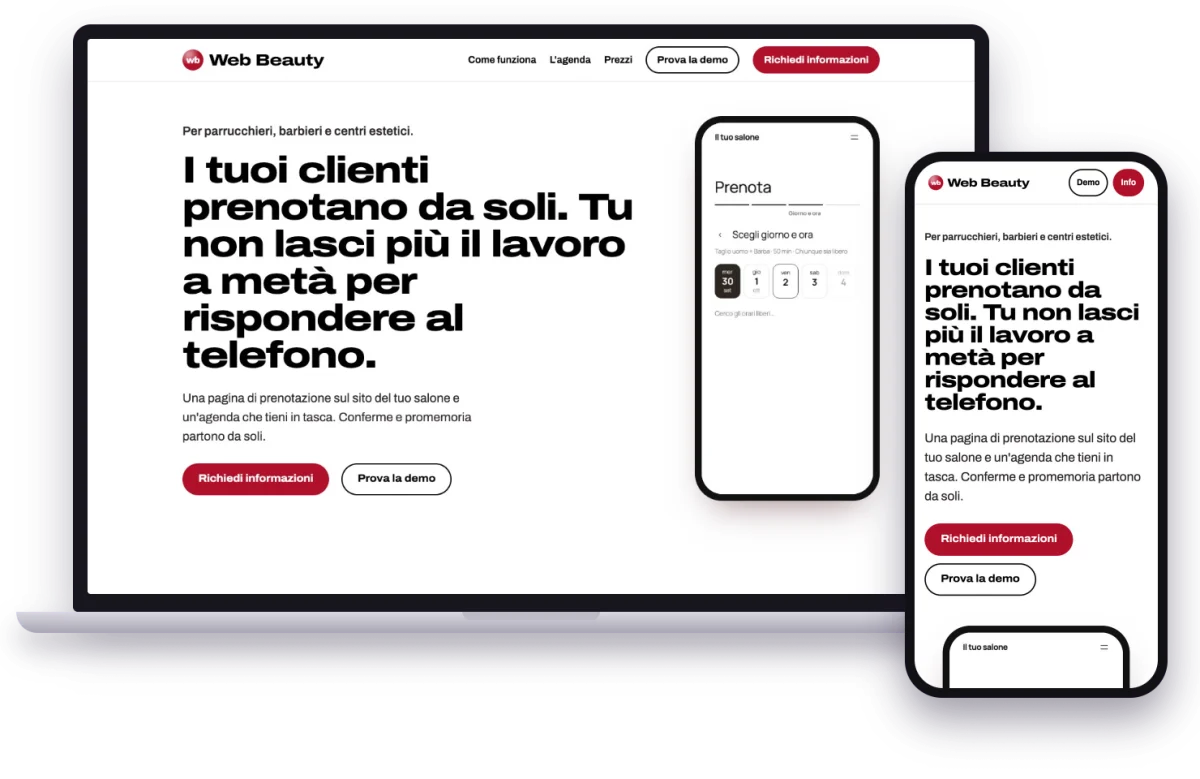 The webbeauty.it website on laptop and phone