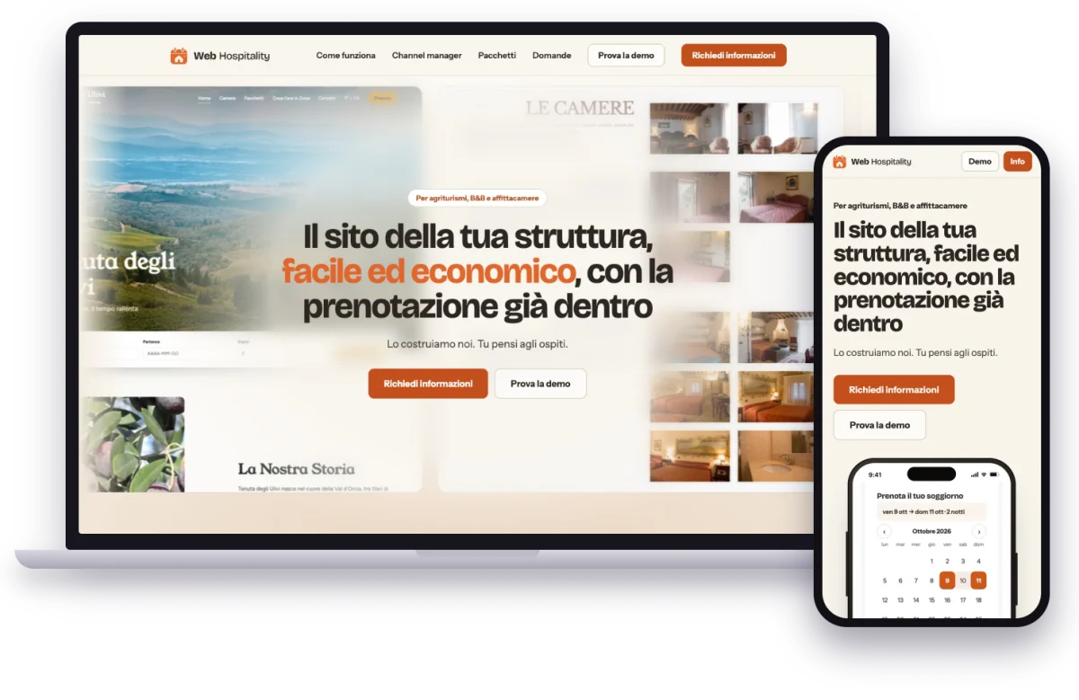 The webhospitality.it website on laptop and phone